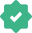 Green checkmark inside a star-shaped badge.